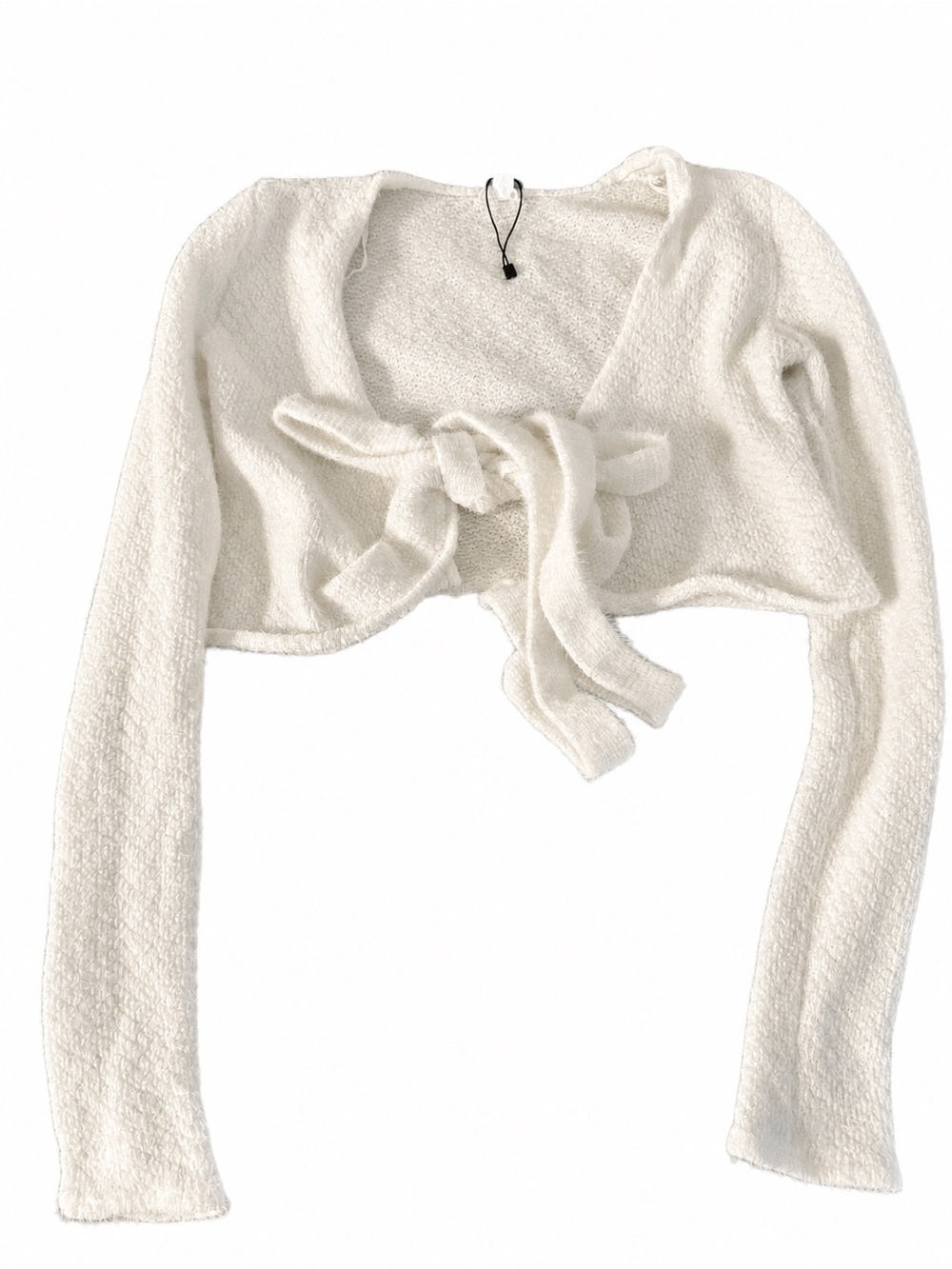 Garage Ivory Tie-Front Cropped Sweater Shrug